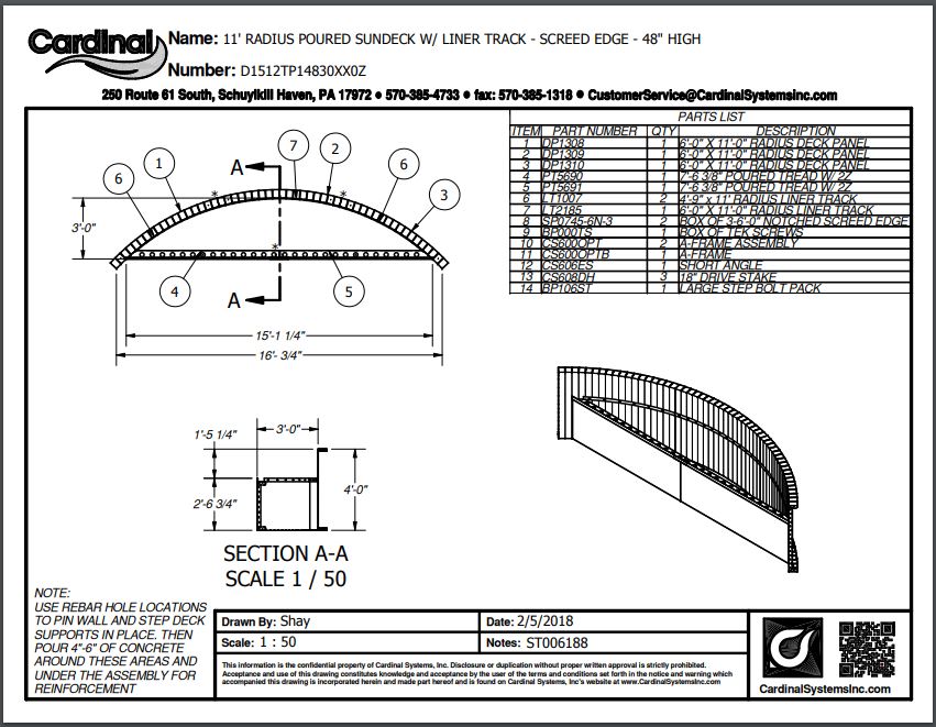 11' Radius Steel Sundeck 48"